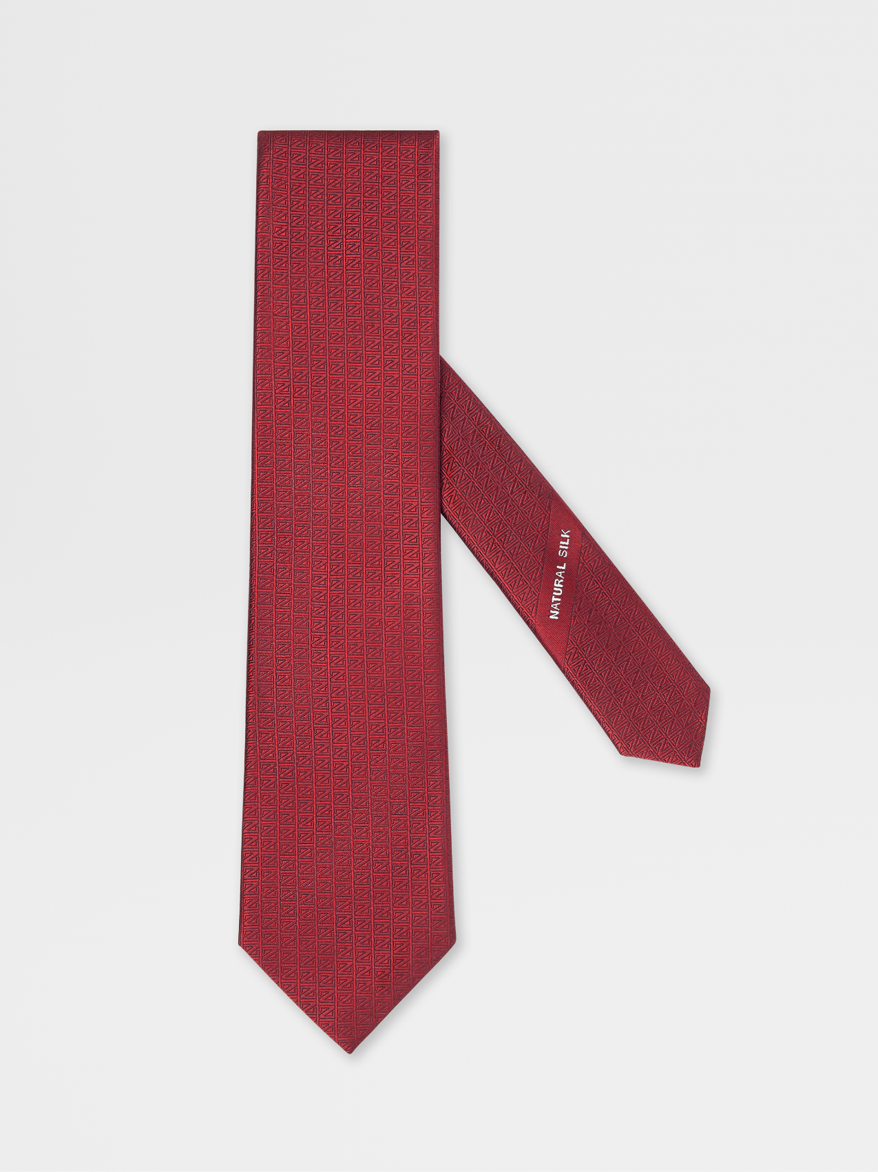 红色杰尼亚标识天然桑蚕丝领带